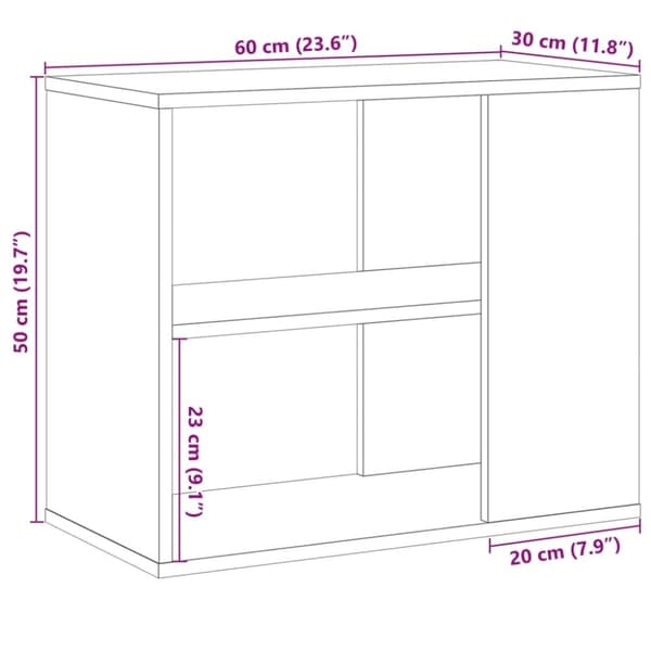 vidaXL Sideskap artisan eik 60x30x50 cm konstruert tre