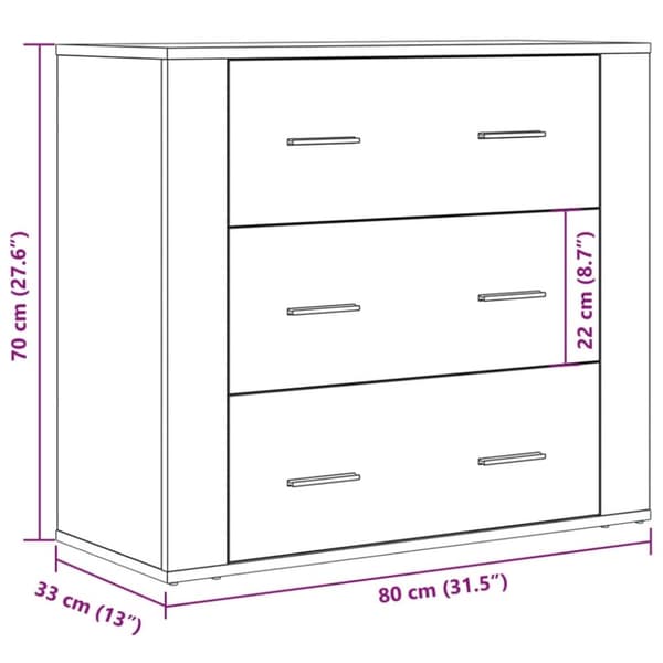 vidaXL Skänk artisan ek 80x33x70 cm konstruerat trä