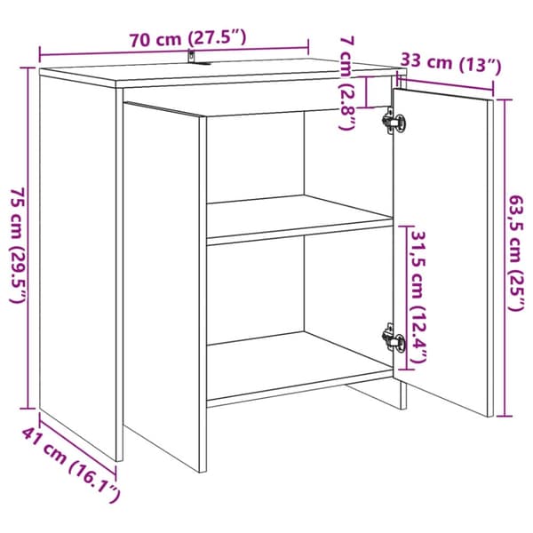 vidaXL skænk 70x41x75 cm konstrueret træ kunsteg