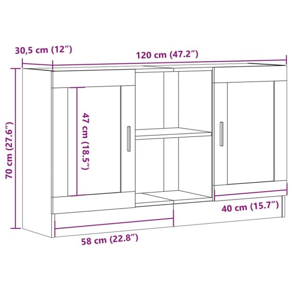 vidaXL Senkki artesaani tammi 120x30,5x70 cm tekninen puu