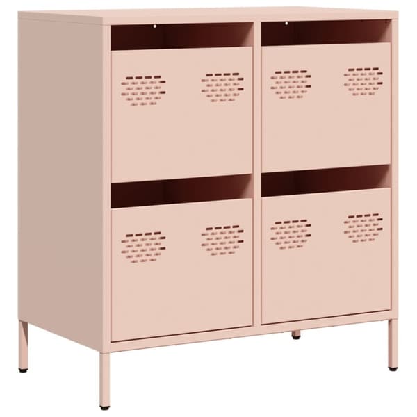 vidaXL skab 68x39x73,5 cm koldvalset stål lyserød