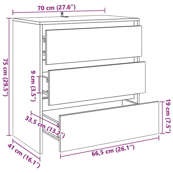 vidaXL skænk 70x41x75 cm konstrueret træ antikt trælook