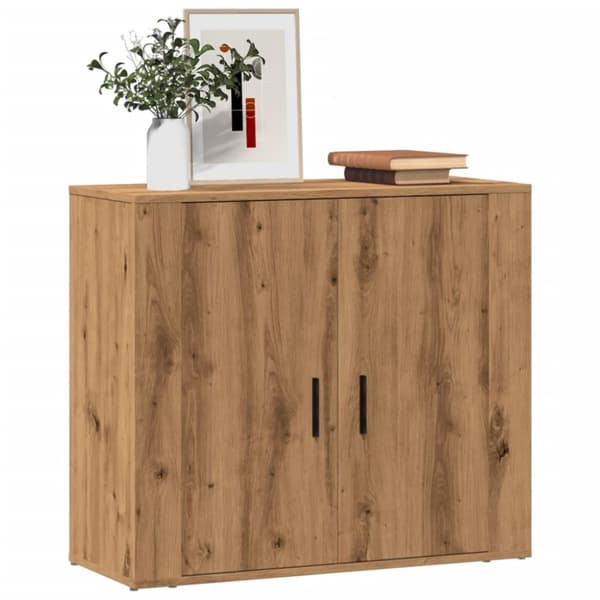 vidaXL skænk 80x33x70 cm konstrueret træ egetræslook