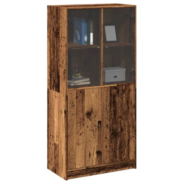 vidaXL Highboard med dører gammelt tre 68x37x142 cm konstruert tre