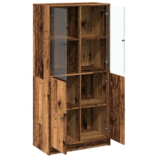 vidaXL Highboard med dører gammelt tre 68x37x142 cm konstruert tre