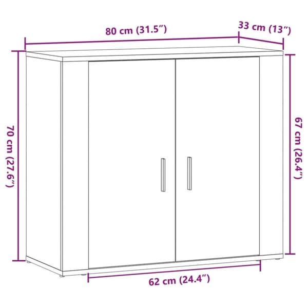 vidaXL skænk 80x33x70 cm konstrueret træ gammelt træ-look