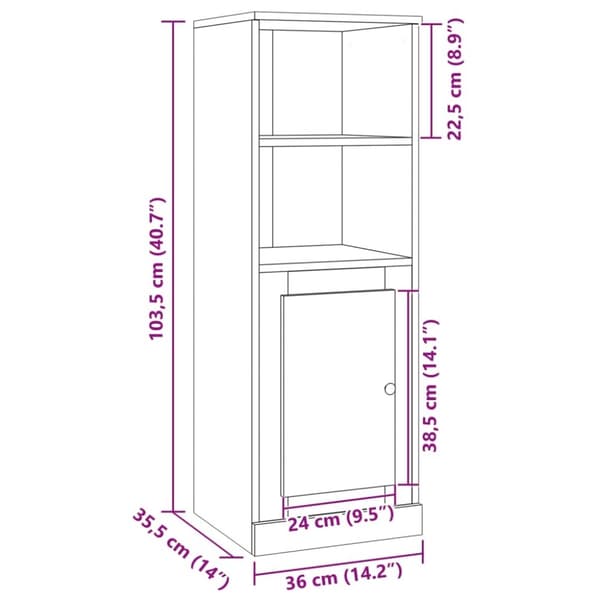 vidaXL skab 36x35,5x103,5 cm konstrueret træ gammelt træ-look