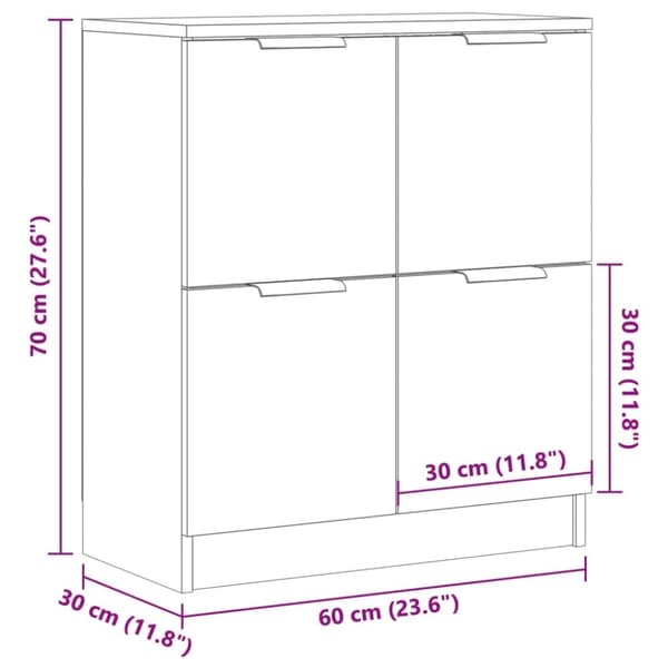 vidaXL skænk 60x30x70 cm konstrueret træ antikt trælook