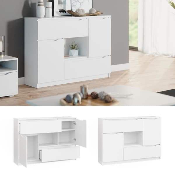 Vicco Låg skänk byrå Flerfunktionsmöbler Ruben vit 120 cm 4 lådor Möbler