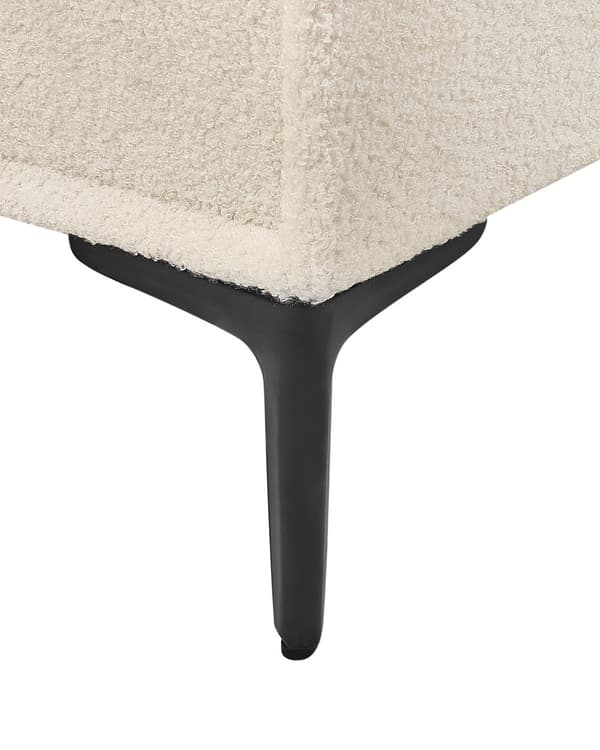 Sängbord Off-White Bouclé Svarta Metallben med 2 Förvaringslådor Nattduksbord Sovrum