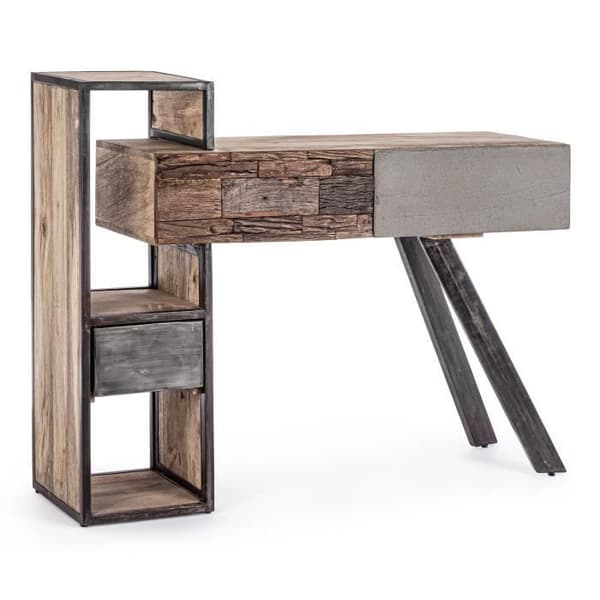 Konsol 2 lådor 118x35x95 cm i naturligt och grått trä - HAYAM