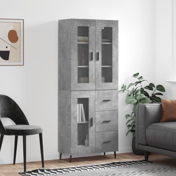 Högskåp betonggrå 69,5x34x180 cm konstruerat trä
