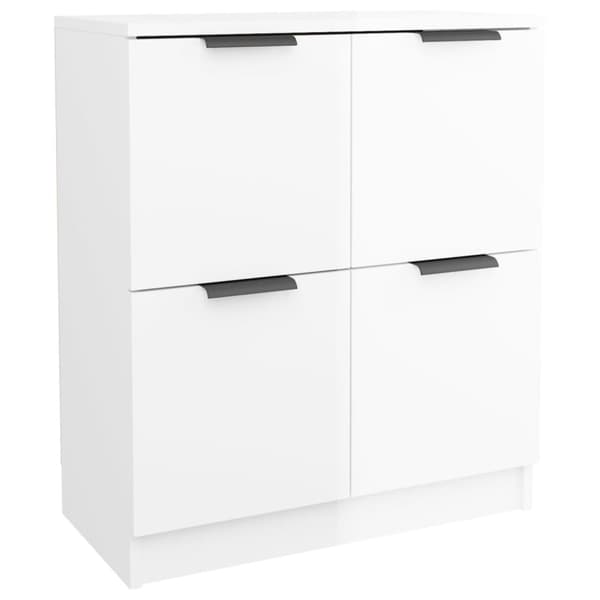 Skänk vit högglans 60x30x70 cm konstruerat trä