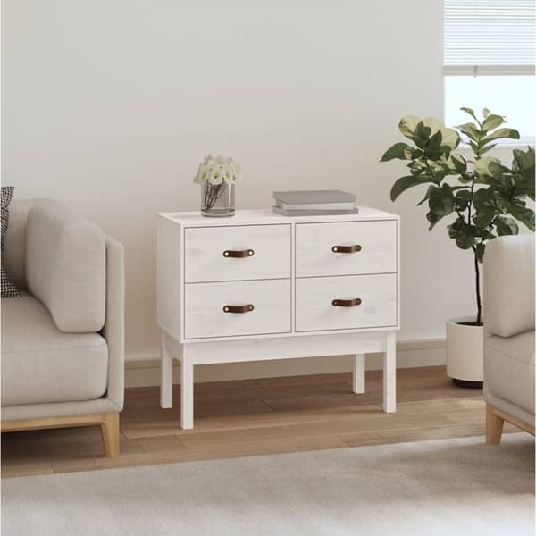 Konsolbord vit 90x40x78 cm massiv furu