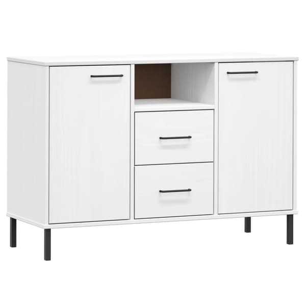 Skänk med metallben OSLO vit 113x40x77 cm massivt trä