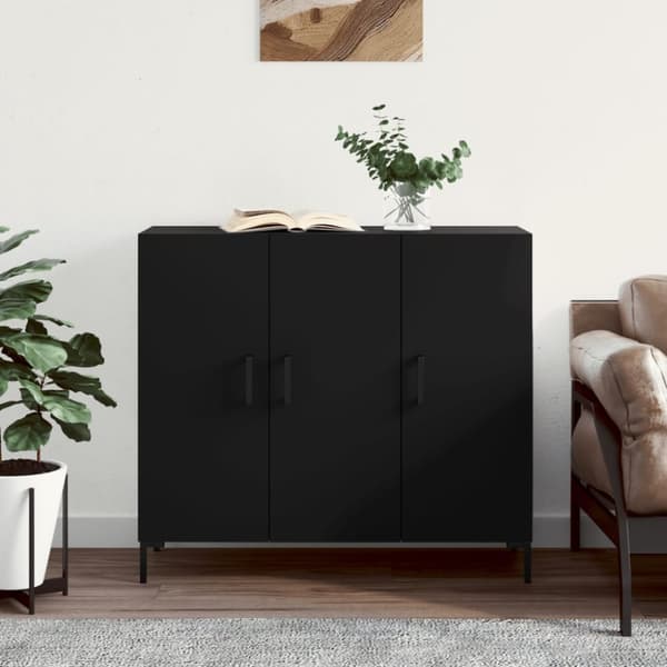 Skänk svart 90x34x80 cm konstruerat trä