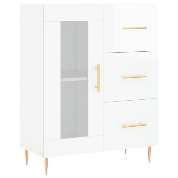 Skänk vit högglans 69,5x34x90 cm konstruerat trä