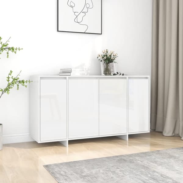 Skåp vit högglans 135x41x75 cm konstruerat trä