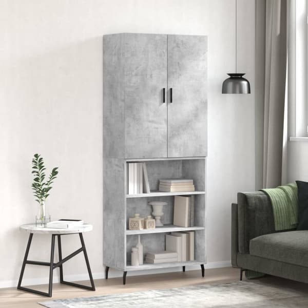 Högskåp betonggrå 69,5x34x180 cm konstruerat trä