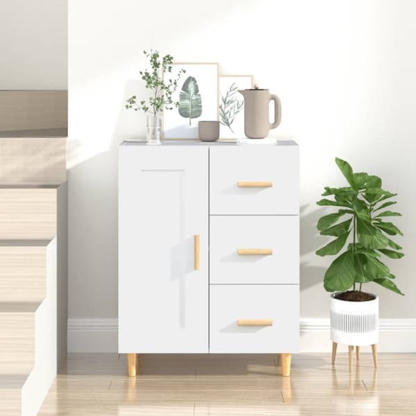 Skåp vit 69,5x34x90 cm konstruerat trä