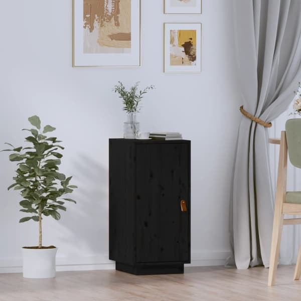 Skåp svart 34x40x75 cm massiv furu