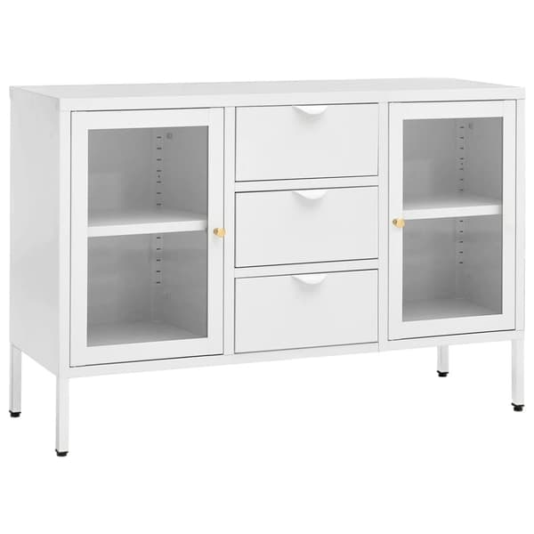 Skänk vit 105x35x70 cm stål och härdat glas