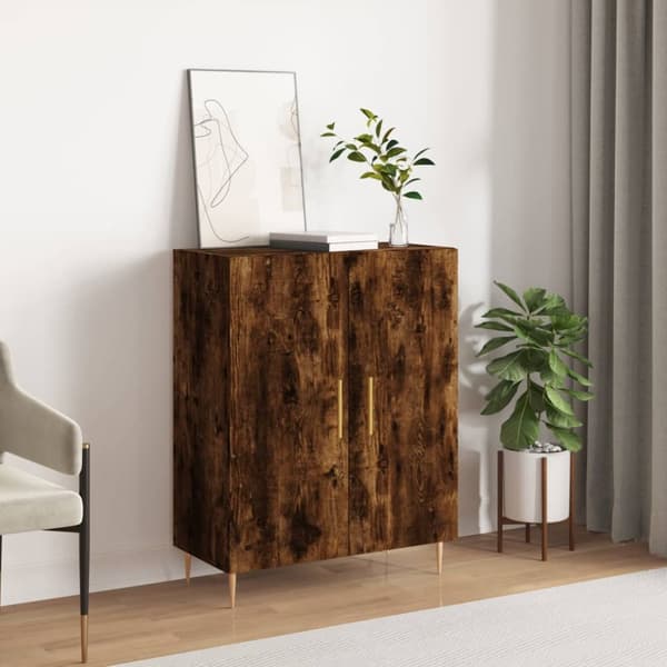Skänk rökfärgad ek 69,5x34x90 cm konstruerat trä