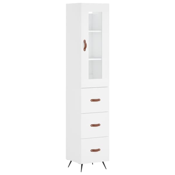 Högskåp vit 34,5x34x180 cm konstruerat trä