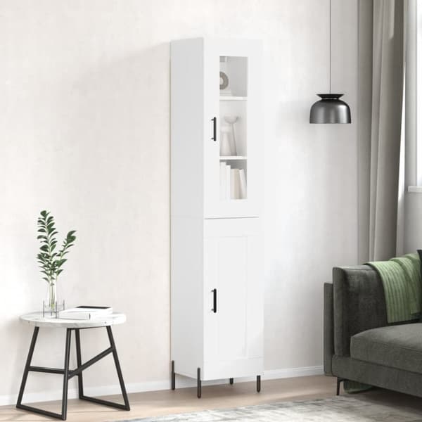 Högskåp vit 34,5x34x180 cm konstruerat trä