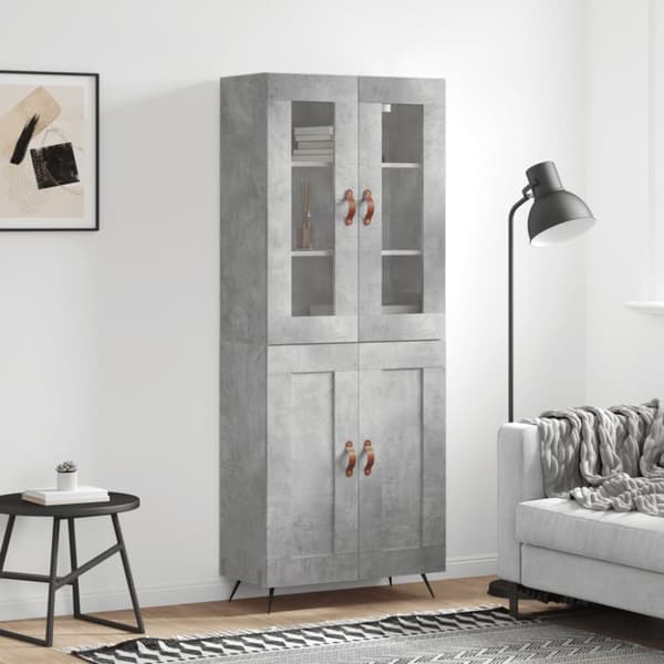 Högskåp betonggrå 69,5x34x180 cm konstruerat trä