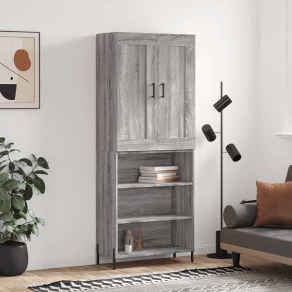 Högskåp Grå Sonoma 69,5x34x180 cm konstruerat trä