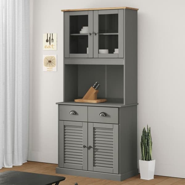 Högskåp VIGO grå 78x40x175 cm massiv furu