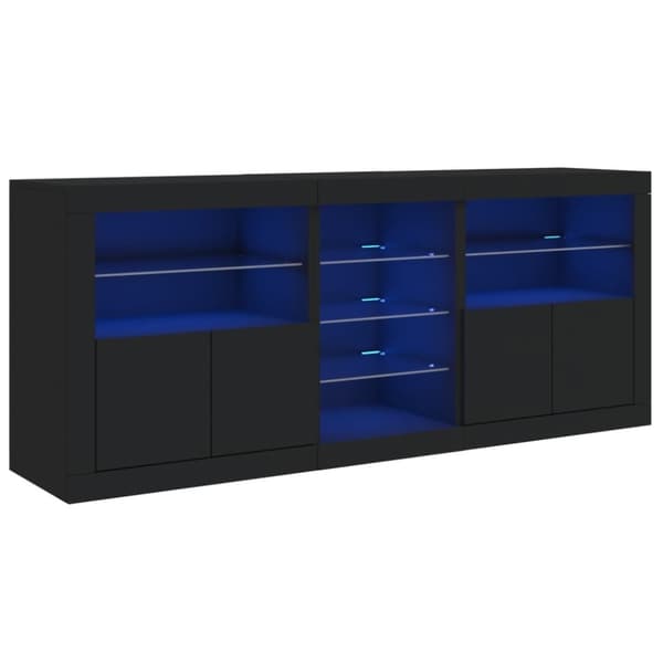 Skänk med LED-belysning svart 162x37x67 cm