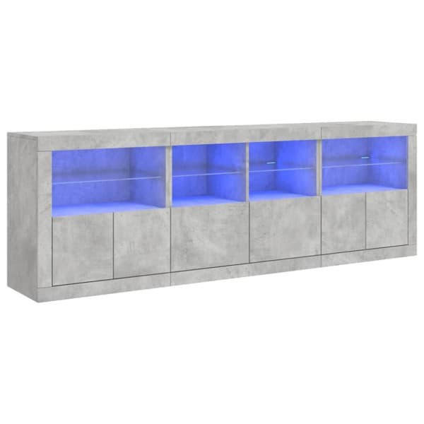 Skänk med LED-belysning betonggrå 202x37x67 cm