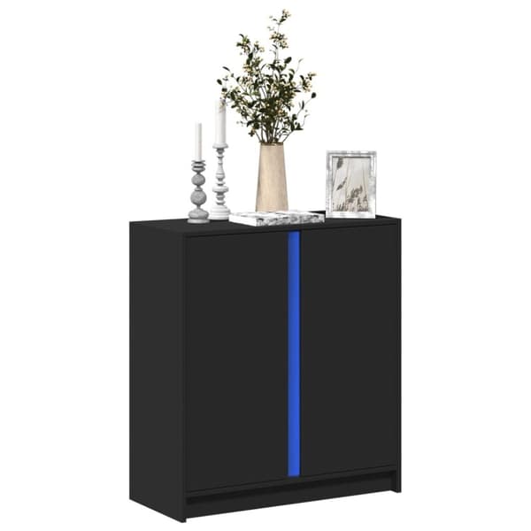 Skänk med LED svart 77x34x85 cm konstruerat trä