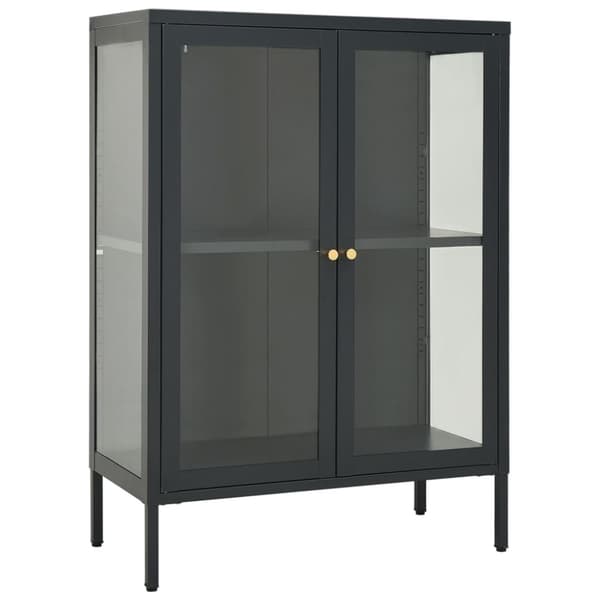 Skänk antracit 75x35x105 cm stål och glas