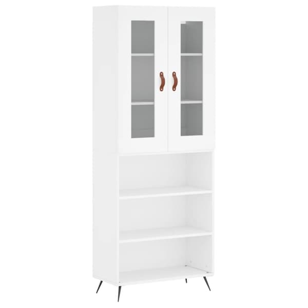 Högskåp vit 69,5x34x180 cm konstruerat trä