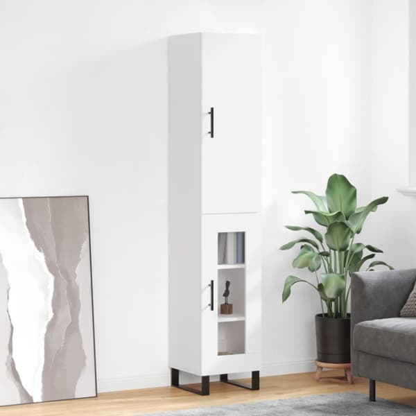 Högskåp vit 34,5x34x180 cm konstruerat trä