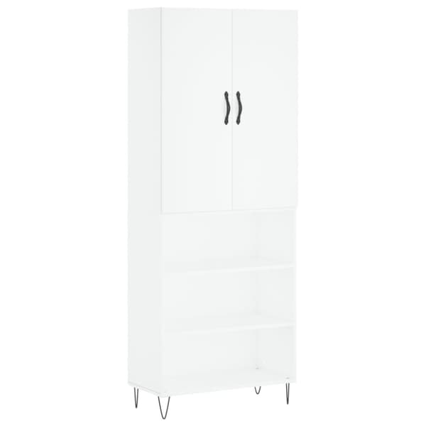 Högskåp vit 69,5x34x180 cm konstruerat trä