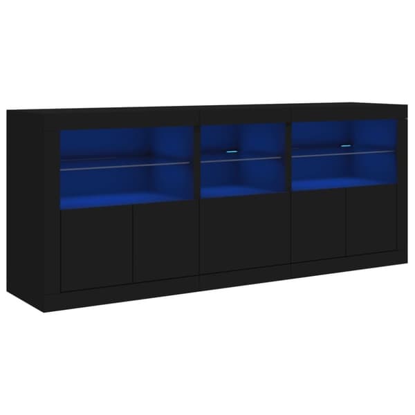 Skänk med LED-belysning svart 162x37x67 cm