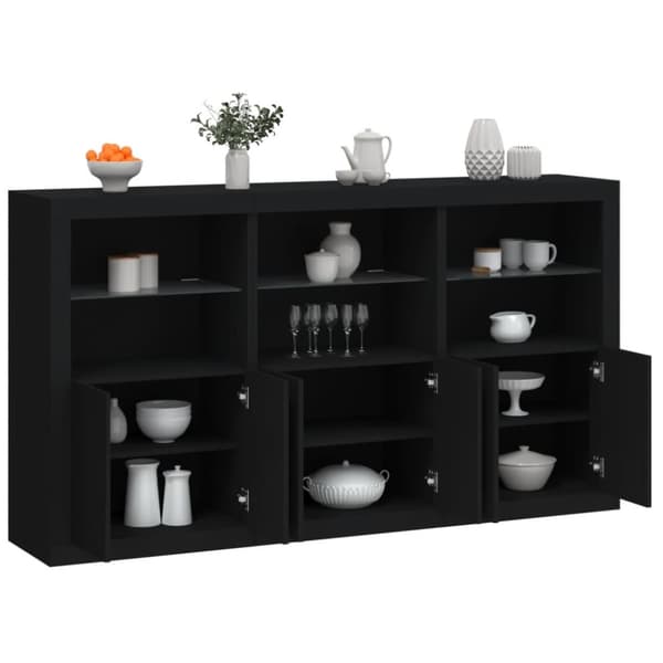 Skänk med LED-belysning svart 181,5x37x100 cm