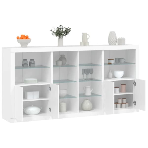 Skänk med LED-belysning vit 202x37x100 cm