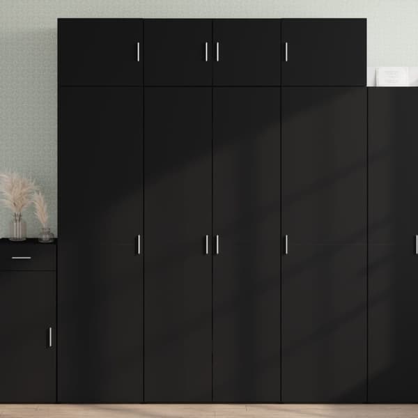 Högskåp svart 80x42,5x185 cm konstruerat trä