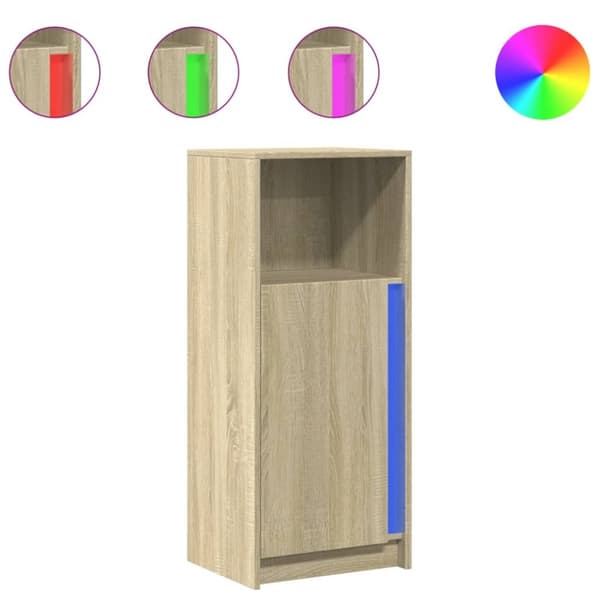 Skänk med LED sonoma-ek 42,5x34x100 cm konstruerat trä