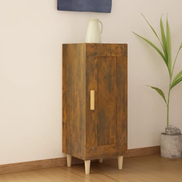 Skänk rökfärgad ek 34,5x34x90 cm konstruerat trä