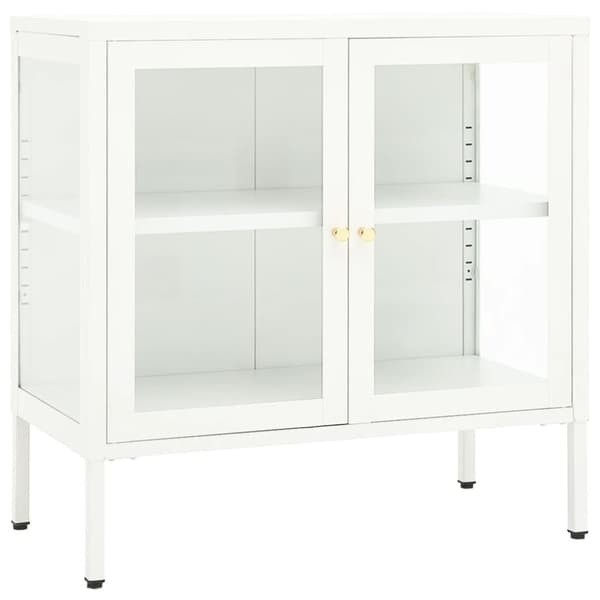 Skänk vit 70x35x70 cm stål och glas