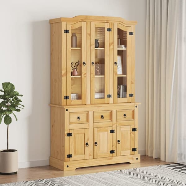 Skänk Corona brun 112x43x196 cm massiv mexikansk furu