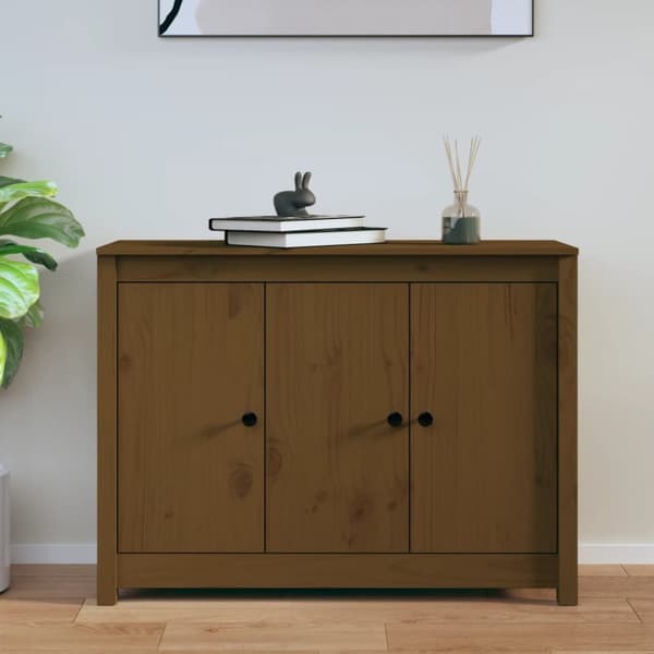 Skänk honungsbrun 100x35x74 cm massiv furu