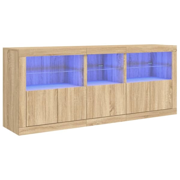 Skänk med LED-belysning sonoma-ek 162x37x67 cm