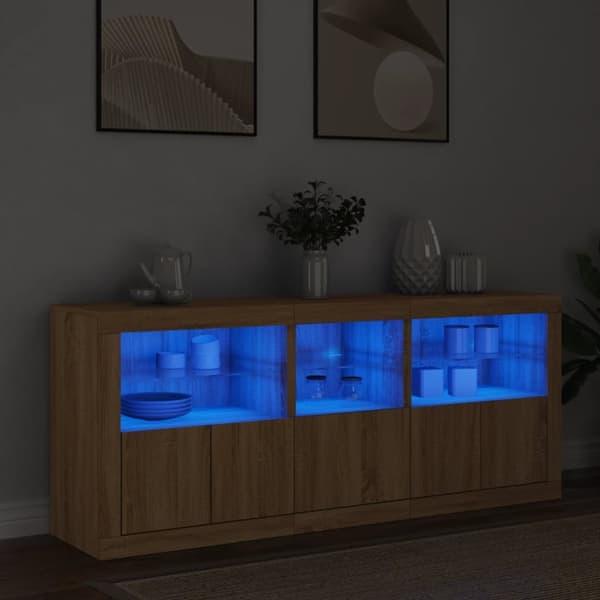 Skänk med LED-belysning sonoma-ek 162x37x67 cm
